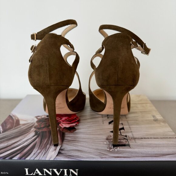 Jimmy Choo Suede T-Strap Pumps - Picture 2 of 7